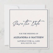 Simple Modern Navy Blue Typografie Save The Date (Voorkant)