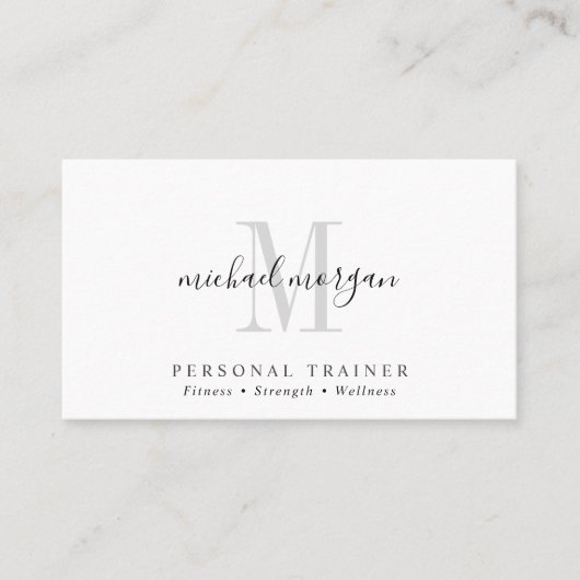 Simple Modern Personal Trainer Script Monogram Visitekaartje (Voorkant)