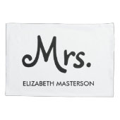 Simple Modern Personalized Mr. Mrs Black White Kussensloop (Achterkant-Links)