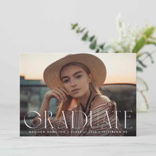 Simple Modern Photo Afstuderen Aankondiging (Staand voorkant)