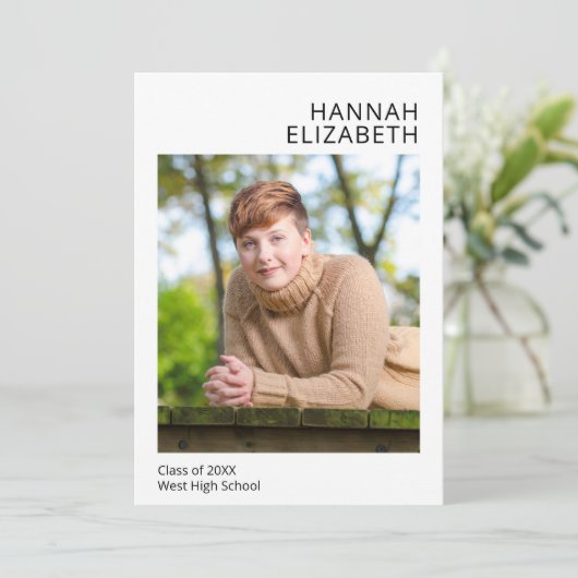 Simple Modern Photo Afstuderen Aankondiging (Staand voorkant)