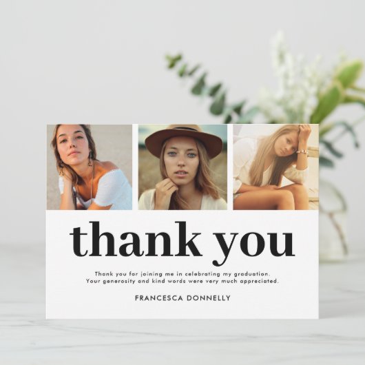 Simple Modern Photo Afstuderen Bedankkaart (Staand voorkant)