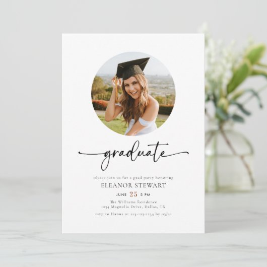 Simple Modern Photo Afstuderen Kaart (Staand voorkant)
