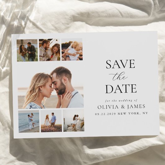 Simple Modern Photo Collage Wedding Save The Date