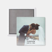 Simple Modern Photo Custom Wedding Pas getrouwd Magneet (Voorkant / Achterkant)