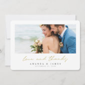 Simple Modern Photo Gold Typography Wedding Bedankkaart (Voorkant)