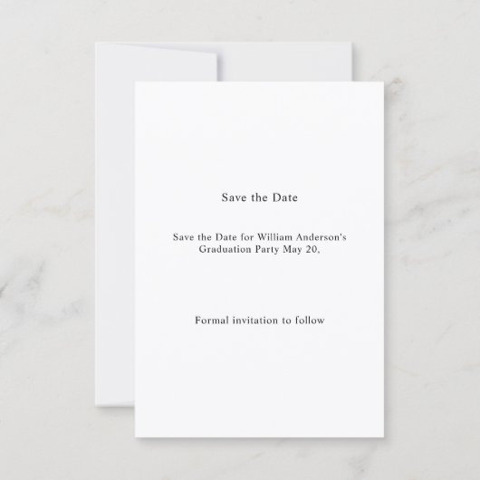 Simple modern photo Graduation party Save the Date (Dos)