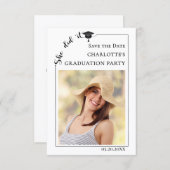 Simple modern photo Graduation party Save the Date (Devant / Derrière)