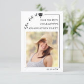Simple modern photo Graduation party Save the Date (Debout devant)