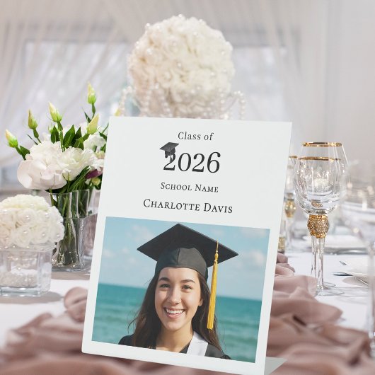 Simple modern photo Graduation party welcome Reclamebord Met Voetstuk