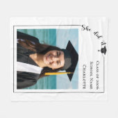 Simple modern photo Graduation she did it Fleece Deken (Voorkant (Horizontaal))
