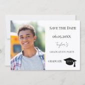 Simple modern photo guy Graduation Save The Date (Voorkant)