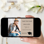 Simple modern photo mocha beige guy Graduation Save The Date