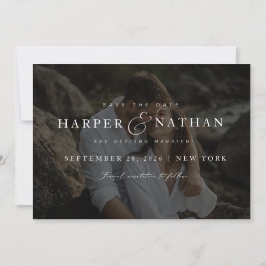 Simple Modern Photo QR Code Wedding Save The Date (Voorkant)