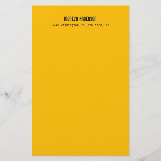 Simple Modern Plain Professional Amber Yellow Briefpapier (Voorkant)