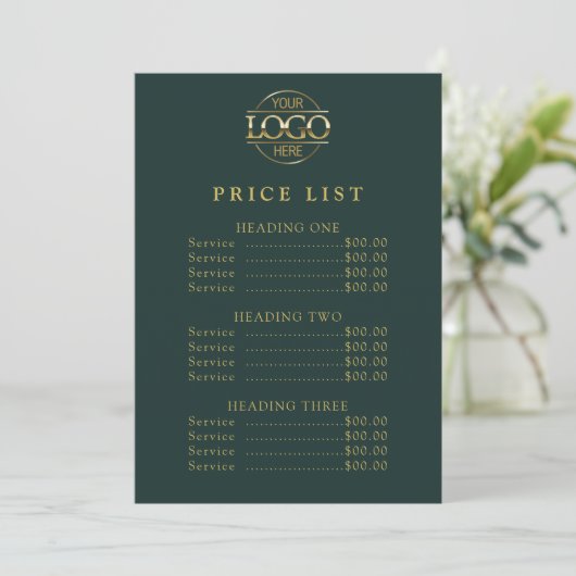 Simple Modern Professional Logo Menu Price List (Debout devant)