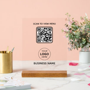 Simple Modern QR Code Menu Business Name & Logo