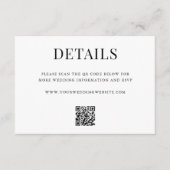 Simple Modern QR Code Wedding Details Informatiekaartje (Voorkant)