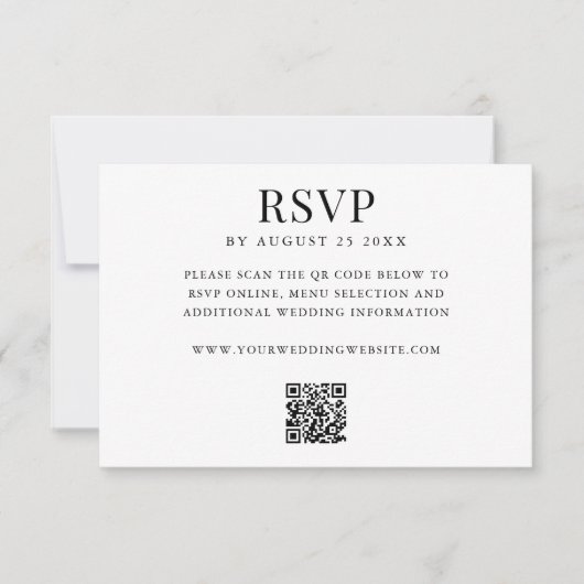Simple Modern QR Code Wedding RSVP Kaartje (Voorkant)