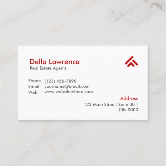 Simple Modern Red Real Estate Agent Realtors Visitekaartje (Voorkant)