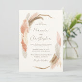 Simple Modern Rustic Pampas Grass Wedding Kaart (Staand voorkant)