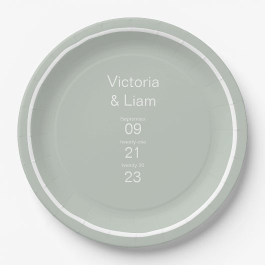 Simple Modern Sage Green Typography Paper Bord (Voorkant)
