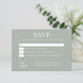 Simple Modern Sage Green Wedding RSVP Kaartje (Staand voorkant)