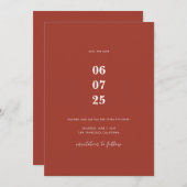 Simple Modern Save the Date Card | Terracotta (Devant / Derrière)