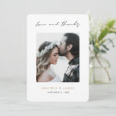 Simple Modern Script Amour et Merci Mariage photo (Debout devant)