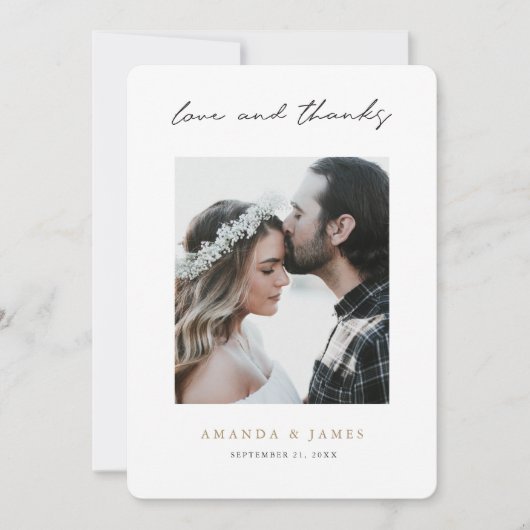 Simple Modern Script Amour et Merci Mariage photo (Devant)