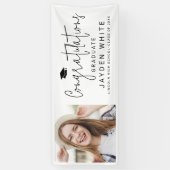 Simple Modern Script Photo Graduparty Spandoek (Verticaal)
