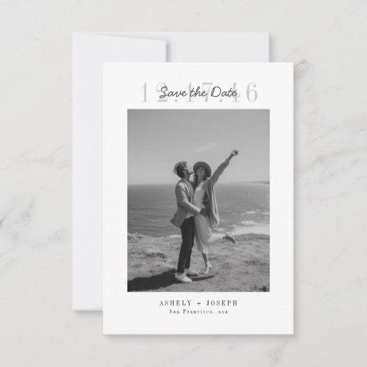 Simple Modern Script Photo Wedding Save the Date (Devant)