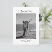 Simple Modern Script Photo Wedding Save the Date (Staand voorkant)