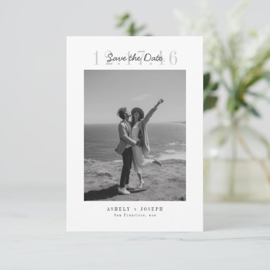Simple Modern Script Photo Wedding Save the Date (Debout devant)