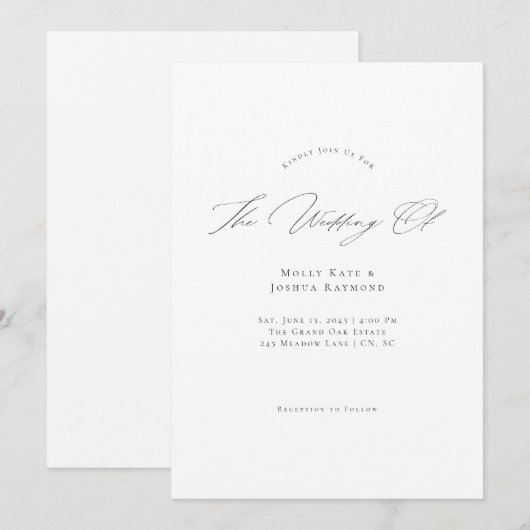 Simple Modern Script Wedding Invitation (Devant / Derrière)