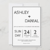 Simple Modern Sketch Script Black White Wedding Kaart (Voorkant)