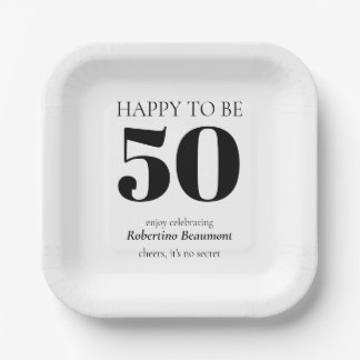 Simple Modern Surprise 50th Birthday Party Papieren Bordje
