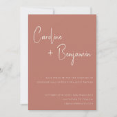 Simple Modern Terracotta Roos Script Weduwschap Save The Date (Voorkant)