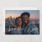 Simple Modern Text and Photo Wedding Save the Date (Devant)