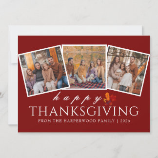Simple Modern thanksgiving family photo collage Feestdagenkaart