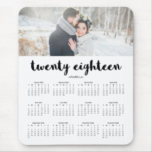 Simple Modern Typografie 2018 Photo Calendar Muismat