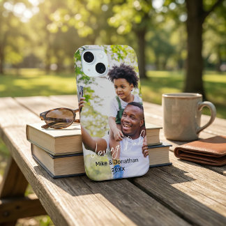 Simple modern typography  photo create your own  iPhone 15 hoesje