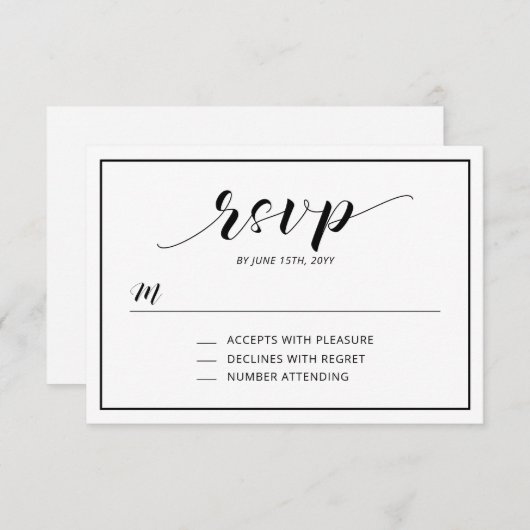 Simple Modern Typography RSVP Insert Kaart (Voorkant / Achterkant)