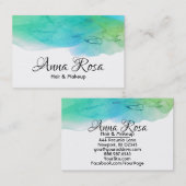 *~* Simple Modern Watercolor Blue Aqua Abstract Visitekaartje (Voorkant / Achterkant)