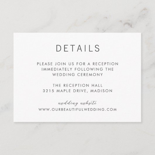 Simple Modern Wedding Informatiekaartje (Voorkant)