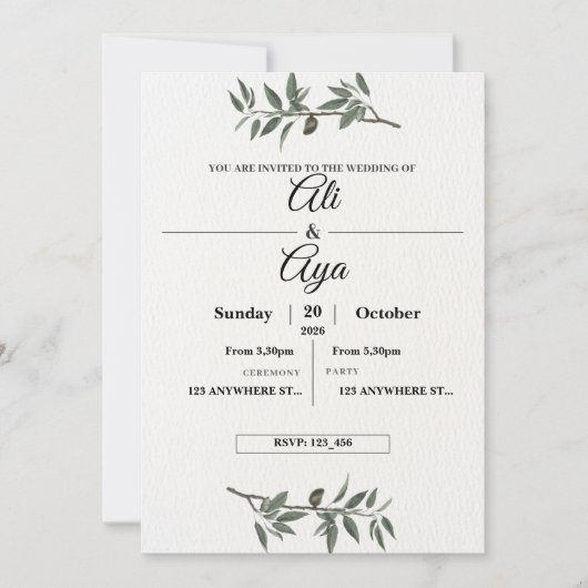 Simple Modern Wedding Invitation | Clean Minimal D Feestdagenkaart (Voorkant)