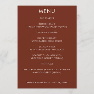 Simple Modern Wedding Menu Kaart