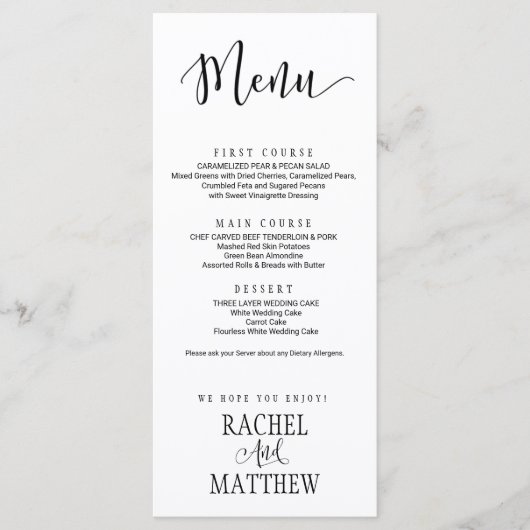 Simple&Modern Wedding Menu Kaart2 (Voorkant)