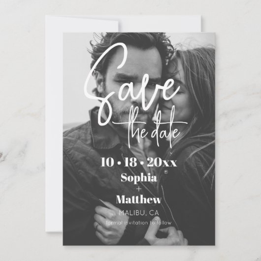 Simple Modern  Wedding Photo Save The Date (Devant)