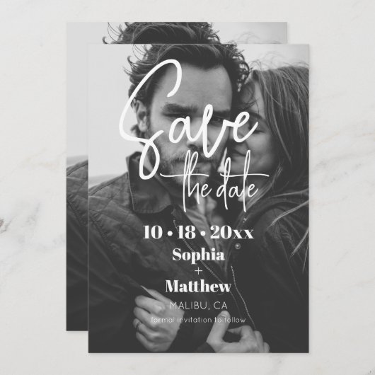 Simple Modern  Wedding Photo Save The Date (Devant / Derrière)